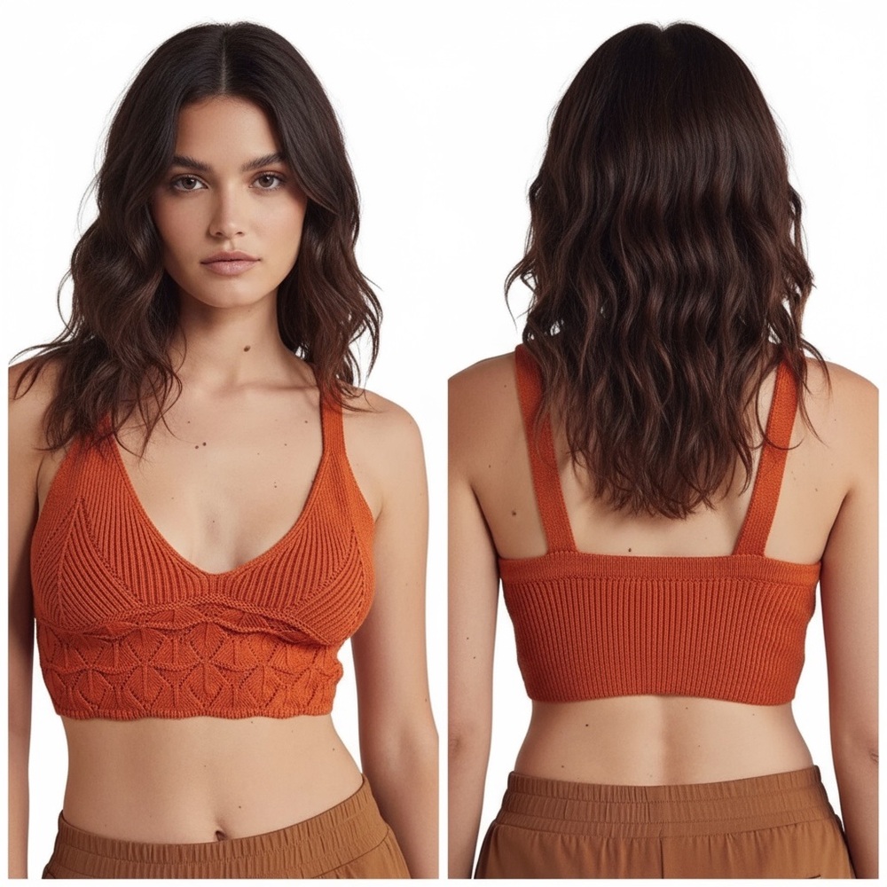 Free People Crochet Cropped Everyone's Favorite Swit Rami Burnt Orange